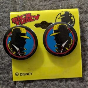 NOS Vintage Dick Tracy Earrings, Disney, Branded Card, Early 90s, Late 80s